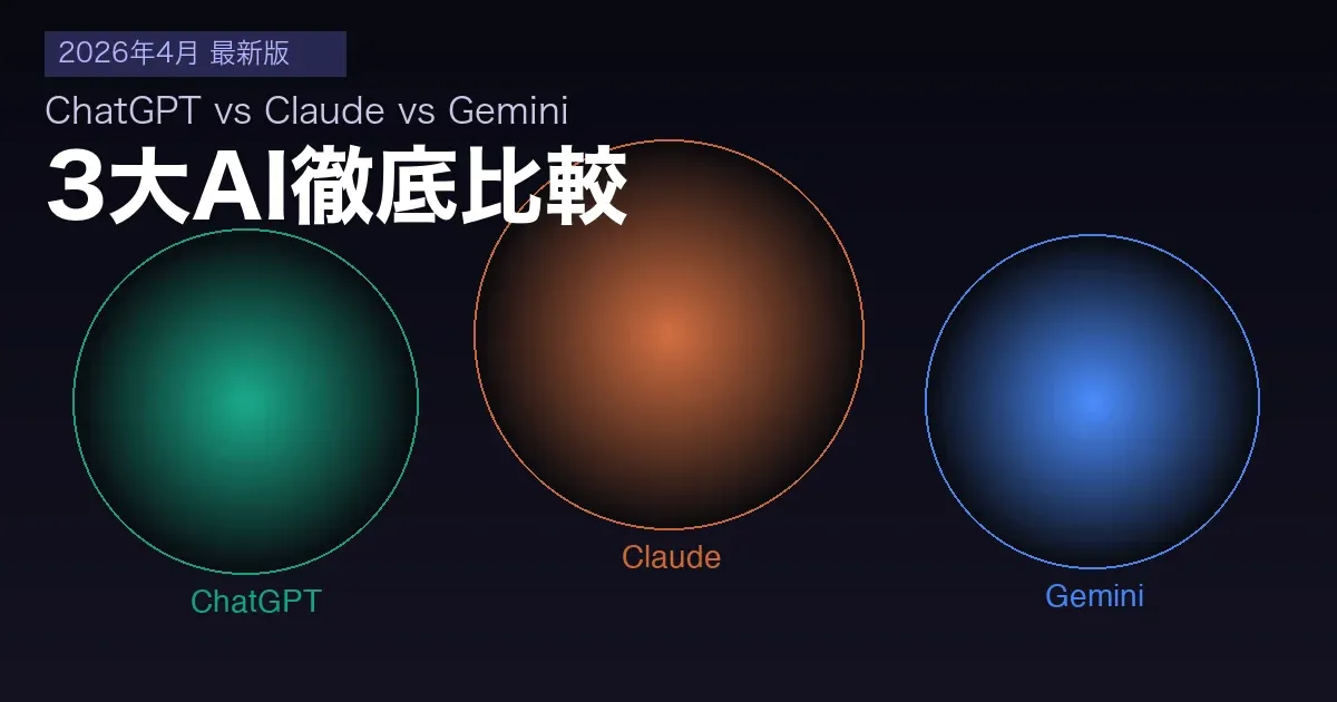 ChatGPT・Claude・Gemini 2026年4月版 3大AIを比較 得意分野とユースケース別おすすめも解説