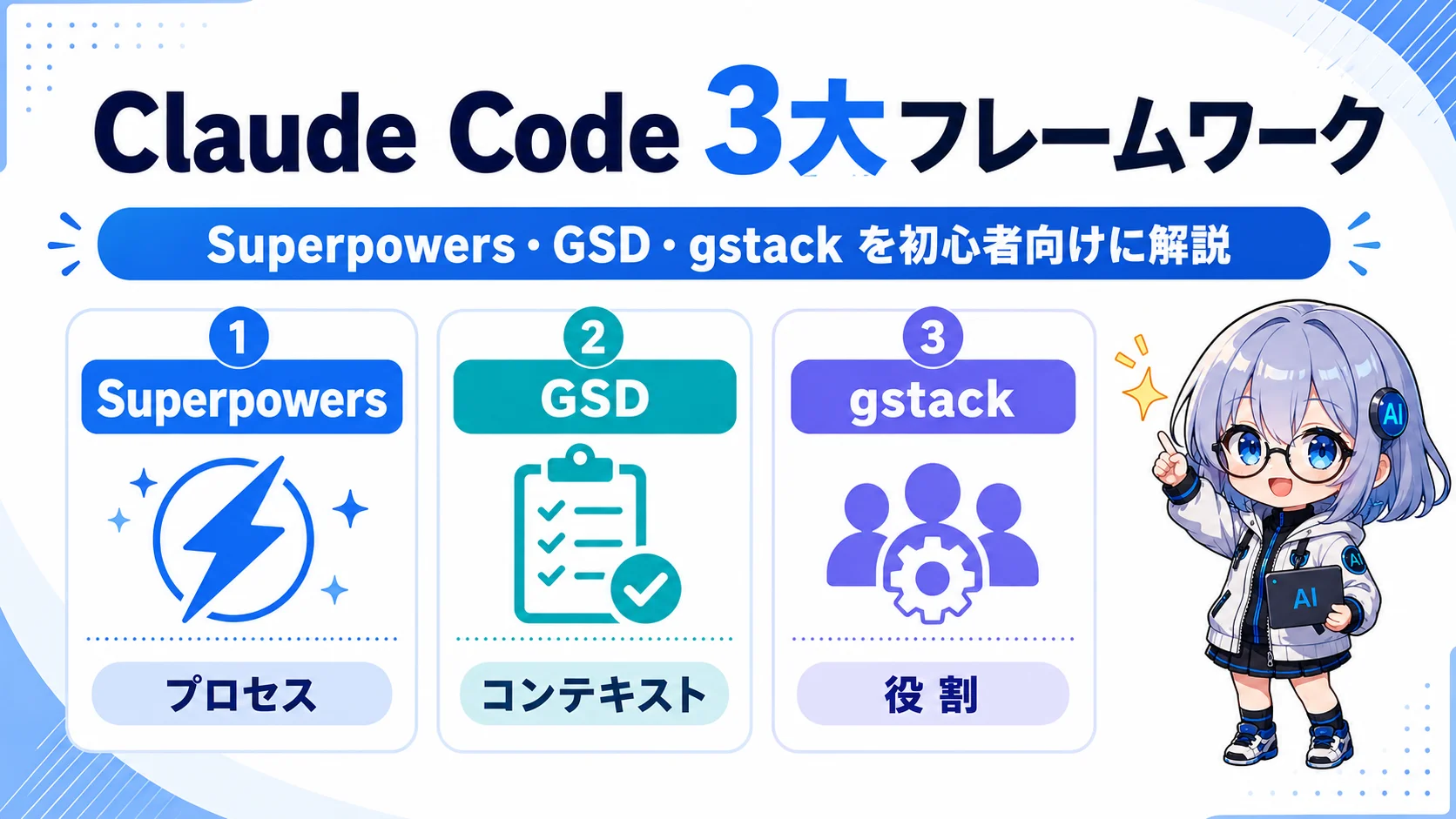 Superpowers・GSD・gstack、Claude Code 3大フレームワークを初心者向けに解説