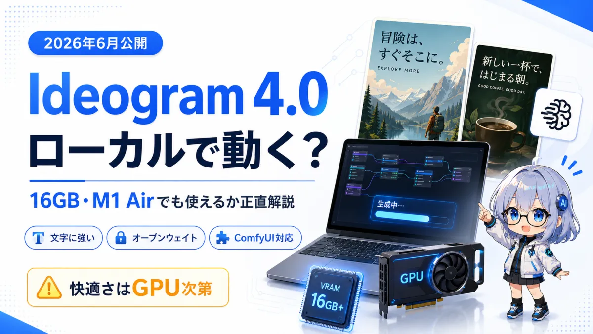 画像生成AI「Ideogram 4.0」が登場。ローカルで動く？16GB・M1 Airでも使えるか正直に解説